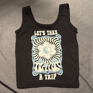 Black Graphic Tank Top